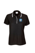 Load image into Gallery viewer, Ladies Pique Polo with Striped Collar and Cuff - Black/White