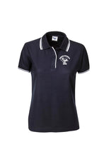 Load image into Gallery viewer, Ladies Pique Polo with Striped Collar and Cuff - Navy/White