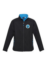 Load image into Gallery viewer, Men's Premium Contrast Soft Shell Jacket - Black/Cyan