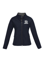 Load image into Gallery viewer, Ladies Premium Contrast Soft Shell Jacket - Navy/Graphite