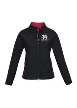 Load image into Gallery viewer, Ladies Premium Contrast Soft Shell Jacket - Black/Red