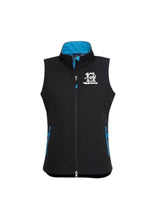 Load image into Gallery viewer, Ladies Premium Contrast Soft Shell Vest - Black/Cyan
