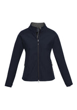 Load image into Gallery viewer, Ladies Premium Contrast Soft Shell Jacket - Navy/Graphite