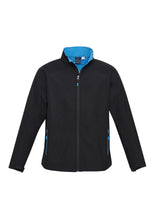 Load image into Gallery viewer, Men's Premium Contrast Soft Shell Jacket - Black/Cyan