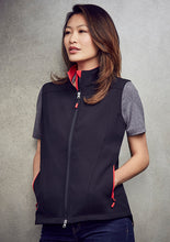 Load image into Gallery viewer, Ladies Premium Contrast Soft Shell Vest - Black/Red