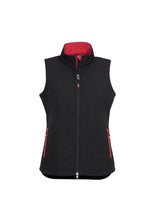 Load image into Gallery viewer, Ladies Premium Contrast Soft Shell Vest - Black/Red
