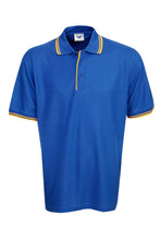 Load image into Gallery viewer, Pique Polo with Striped Collar and Cuff - Royal/Gold
