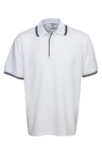 Load image into Gallery viewer, Pique Polo with Striped Collar and Cuff - White/Navy
