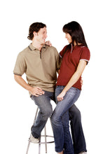 Load image into Gallery viewer, Pique Polo with Striped Collar and Cuff -Khaki/Navy
