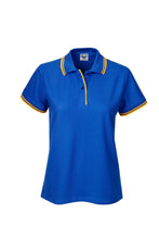 Load image into Gallery viewer, Ladies Pique Polo with Striped Collar and Cuff - Royal/Gold
