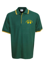 Load image into Gallery viewer, Pique Polo with Striped Collar and Cuff - Bottle/Gold
