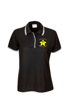 Load image into Gallery viewer, Ladies Pique Polo with Striped Collar and Cuff - Black/White
