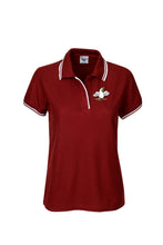 Load image into Gallery viewer, Ladies Pique Polo with Striped Collar and Cuff - Maroon/White
