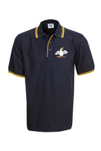 Load image into Gallery viewer, Pique Polo with Striped Collar and Cuff - Navy/Gold
