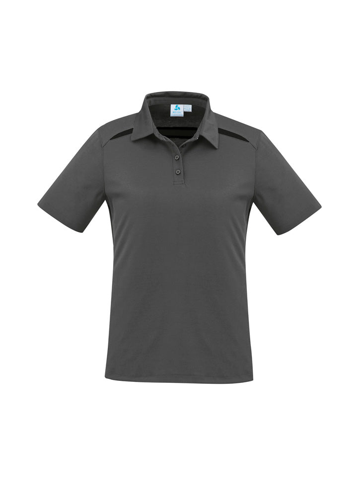 Ladies Cotton-Backed Contrast Polo - Grey/Black