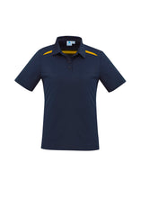 Load image into Gallery viewer, Ladies Cotton-Backed Contrast Polo - Navy/Gold
