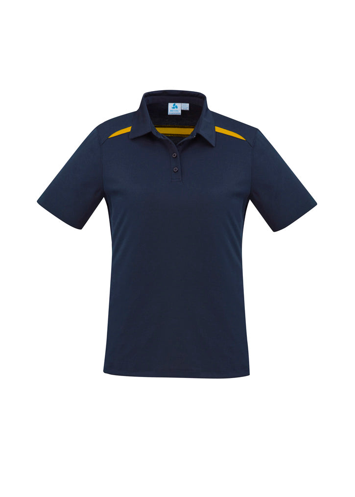 Ladies Cotton-Backed Contrast Polo - Navy/Gold