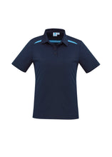 Load image into Gallery viewer, Ladies Cotton-Backed Contrast Polo - Navy/Sky
