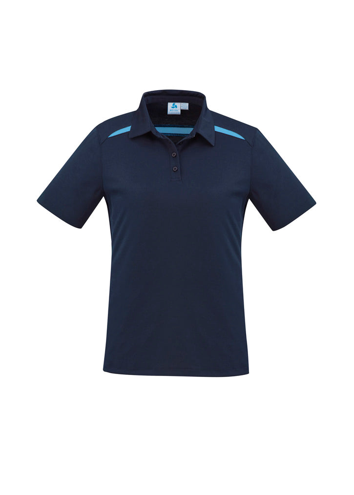 Ladies Cotton-Backed Contrast Polo - Navy/Sky