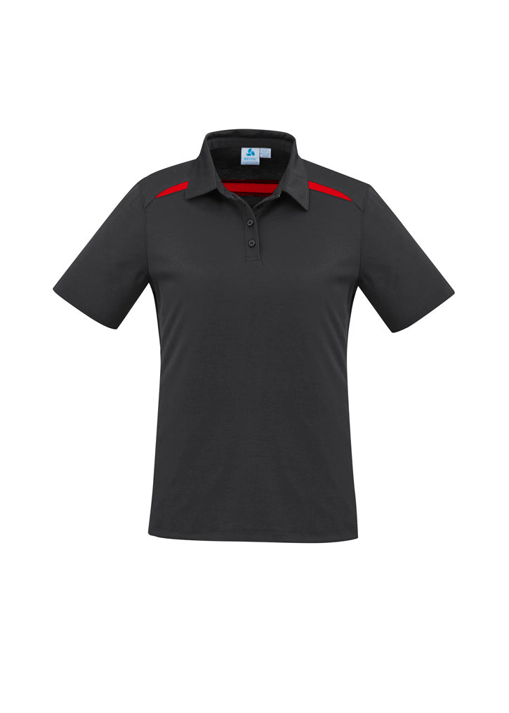 Ladies Cotton-Backed Contrast Polo - Black/Red
