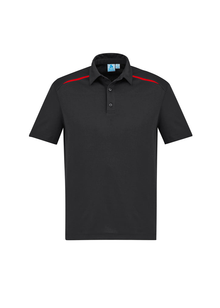 Men's Cotton-Backed Contrast Polo - Black/Red