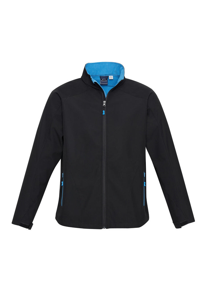 Men's Premium Contrast Soft Shell Jacket - Black/Cyan