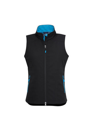 Ladies Premium Contrast Soft Shell Vest - Black/Cyan