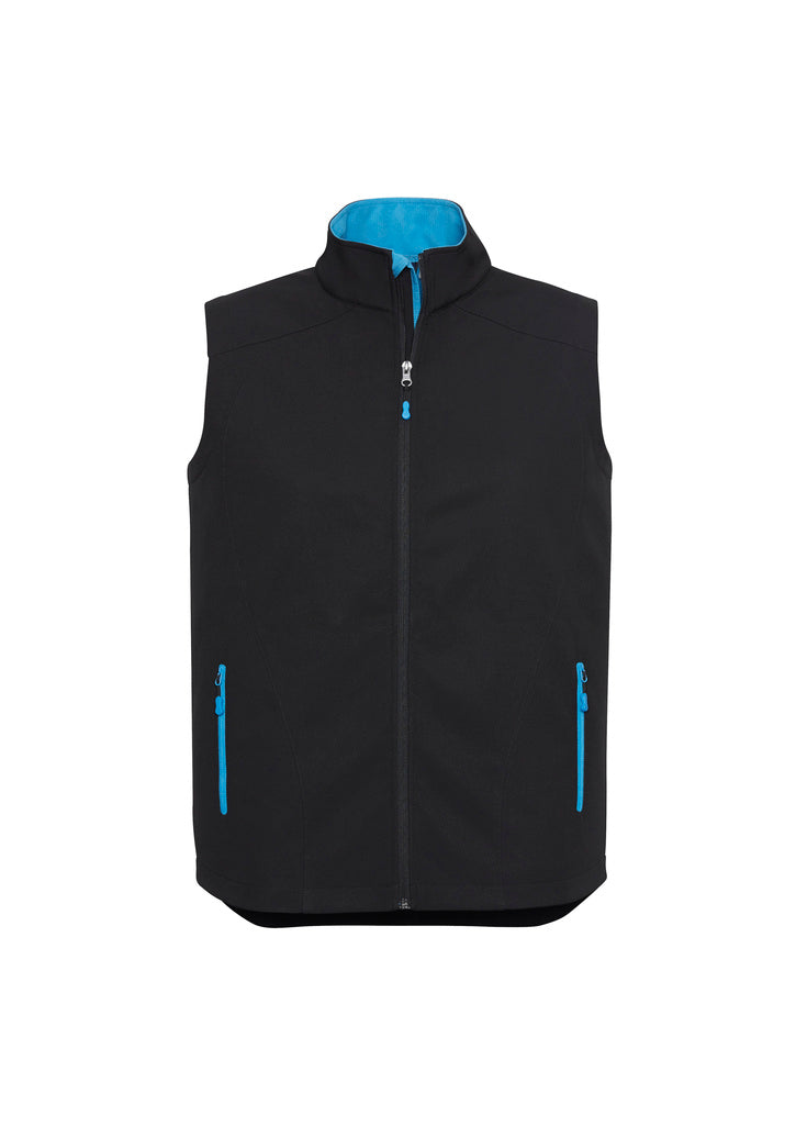 Men's Premium Contrast Soft Shell Vest - Black/Cyan