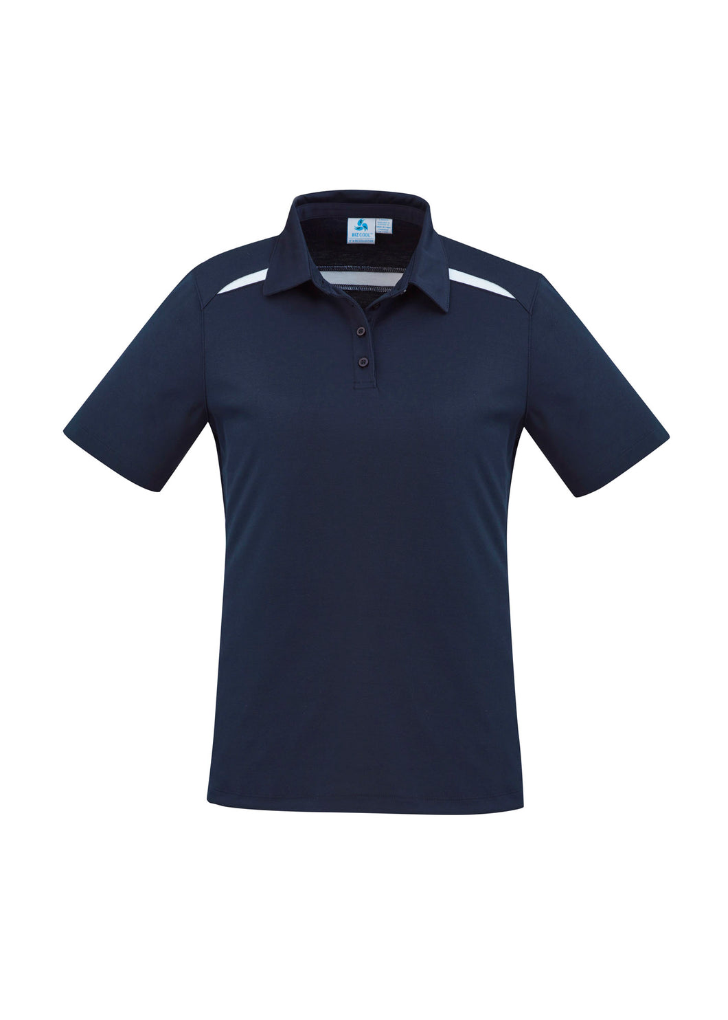Ladies Cotton-Backed Contrast Polo - Navy/White
